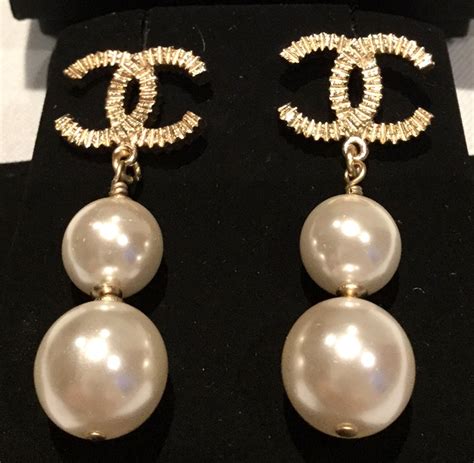 chanel pearl drop earings|authentic chanel pearl earrings.